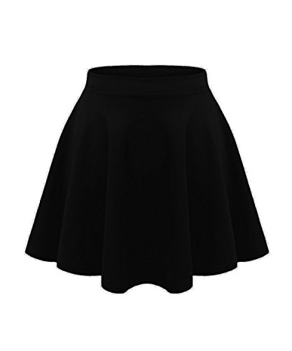 LUXFAB Girls Skater Skirt Flared High Waisted Flippy Stretch Mini Tutu Fancy School Skirts 5-14 Years Black