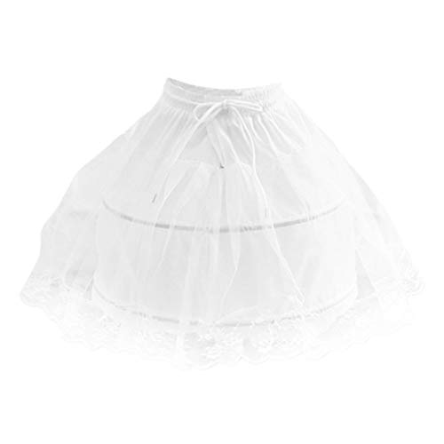 VALICLUD Flower Girls Petticoat with 2 Hoops Childs Crinoline Underskirt Petticoat White