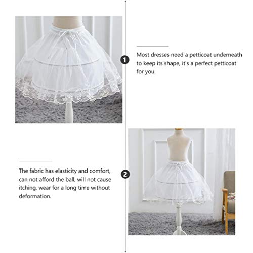 VALICLUD Flower Girls Petticoat with 2 Hoops Childs Crinoline Underskirt Petticoat White