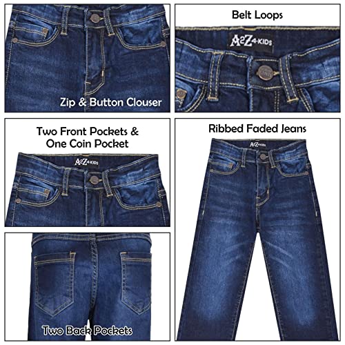 A2Z Kids Boys Relaxed Straight Fit Boot Cut Ripped Stretchy Jeans - Jeans JN64 Dark Blue 11-12