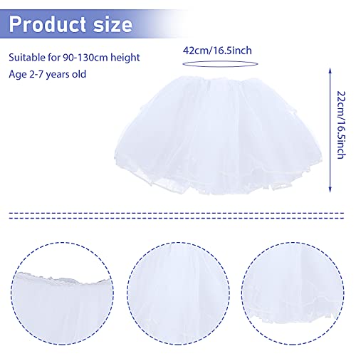 WLLHYF Tulle Skirts for Girls 4 Layers Tutu Skirts Elastic Fluffy Ballet Dance Skirts for Toddler Baby Children 2-8 Years Party (White)