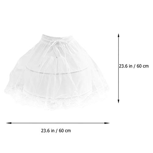 VALICLUD Flower Girls Petticoat with 2 Hoops Childs Crinoline Underskirt Petticoat White