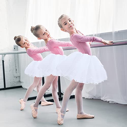 WLLHYF Tulle Skirts for Girls 4 Layers Tutu Skirts Elastic Fluffy Ballet Dance Skirts for Toddler Baby Children 2-8 Years Party (White)