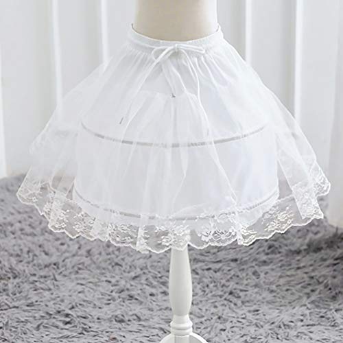 VALICLUD Flower Girls Petticoat with 2 Hoops Childs Crinoline Underskirt Petticoat White