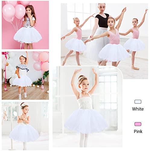 WLLHYF Tulle Skirts for Girls 4 Layers Tutu Skirts Elastic Fluffy Ballet Dance Skirts for Toddler Baby Children 2-8 Years Party (White)