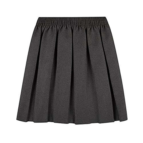 MOLLY MALOU Girls School Uniform Skirts Back to School Box Pleated Round Elasticated Skirts 2-16 Years (2-3 Years, Grey)