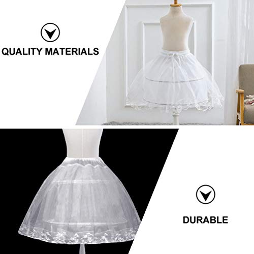VALICLUD Flower Girls Petticoat with 2 Hoops Childs Crinoline Underskirt Petticoat White