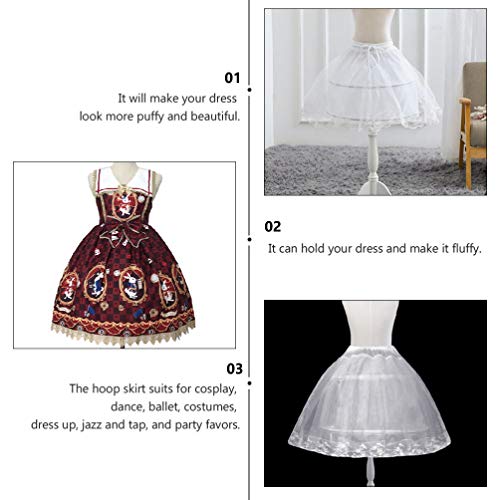 VALICLUD Flower Girls Petticoat with 2 Hoops Childs Crinoline Underskirt Petticoat White