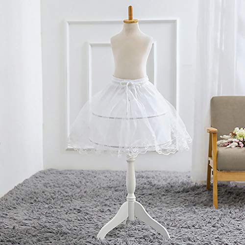 VALICLUD Flower Girls Petticoat with 2 Hoops Childs Crinoline Underskirt Petticoat White