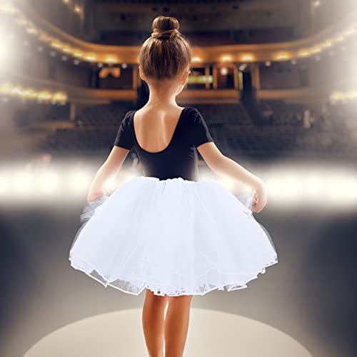 WLLHYF Tulle Skirts for Girls 4 Layers Tutu Skirts Elastic Fluffy Ballet Dance Skirts for Toddler Baby Children 2-8 Years Party (White)