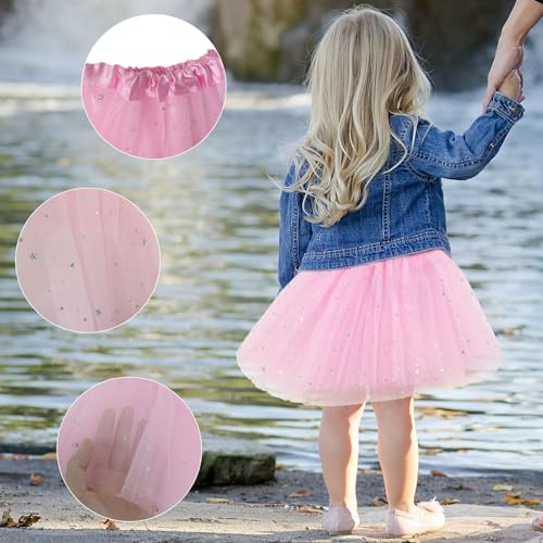 EUPSIIU 2 Pieces Tutu Skirt for Girls, Sparkle Sequin Princess Dresses 3 Layers Tulle Ballet Dance Tutu Skirts for Birthday Holiday Party Dress Up Costume Layered Skirts for Kids 2-8 Years (2 Colors)