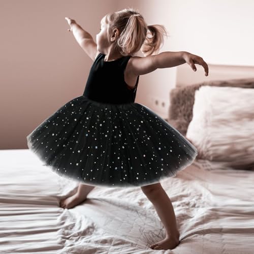 EUPSIIU 2 Pieces Tutu Skirt for Girls, Sparkle Sequin Princess Dresses 3 Layers Tulle Ballet Dance Tutu Skirts for Birthday Holiday Party Dress Up Costume Layered Skirts for Kids 2-8 Years (2 Colors)