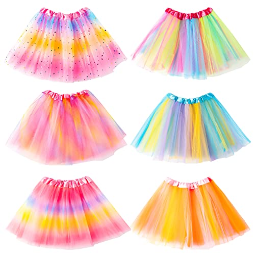 6PCS Girls Tutu Skirts Birthday Princess Party Favor Dress Skirt Set Ballet Layered Tulle Dance Skirts Dress Up Fancy Dress for Girls Parties Daliy Uses