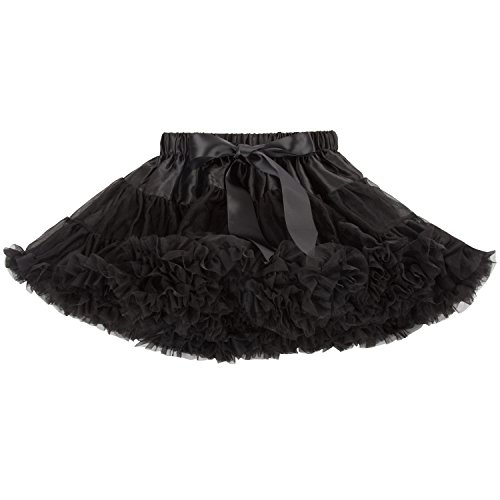 Discoball Girls Tutu Skirt Layered Ruffle Tulle Mini Ballet Skirt Princess Pettiskirt Ballet Dance Dress Daily Wear Costumes for 3-7 Years Girls Black
