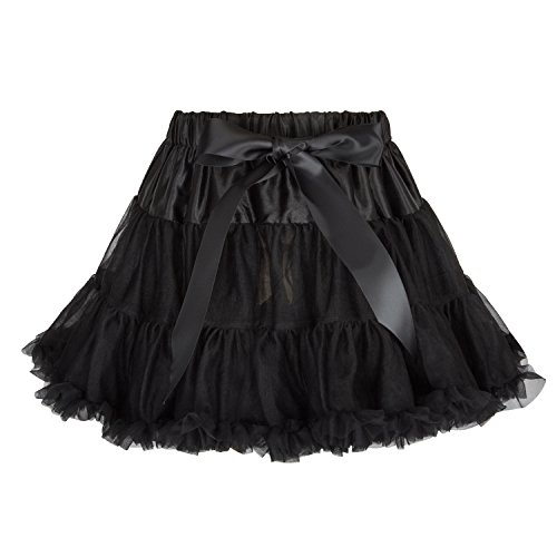 Discoball Girls Tutu Skirt Layered Ruffle Tulle Mini Ballet Skirt Princess Pettiskirt Ballet Dance Dress Daily Wear Costumes for 3-7 Years Girls Black
