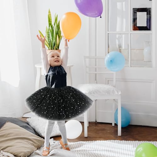 EUPSIIU 2 Pieces Tutu Skirt for Girls, Sparkle Sequin Princess Dresses 3 Layers Tulle Ballet Dance Tutu Skirts for Birthday Holiday Party Dress Up Costume Layered Skirts for Kids 2-8 Years (2 Colors)