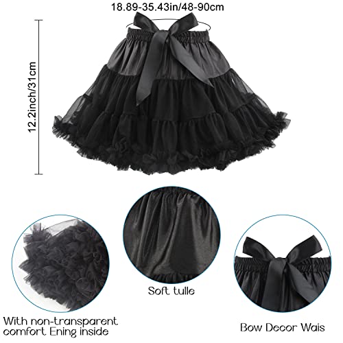 Discoball Girls Tutu Skirt Layered Ruffle Tulle Mini Ballet Skirt Princess Pettiskirt Ballet Dance Dress Daily Wear Costumes for 3-7 Years Girls Black