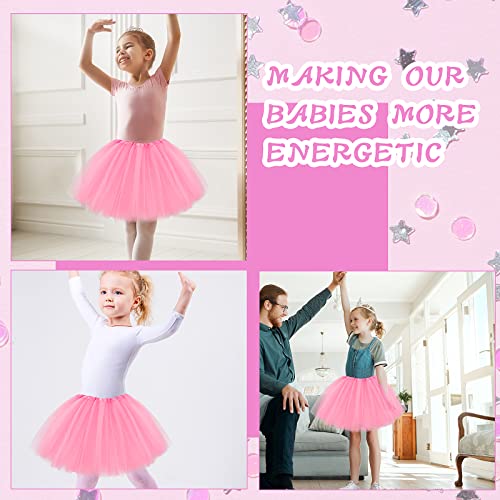 WLLHYF Tutu Skirt 3 Layered Tulle Star Ballet Dance Skirts Toddler Baby Dress Christmas Festive Dress Up Costume Birthday Princess Party Fancy Dress for Girls 2-7 Years (Pink)