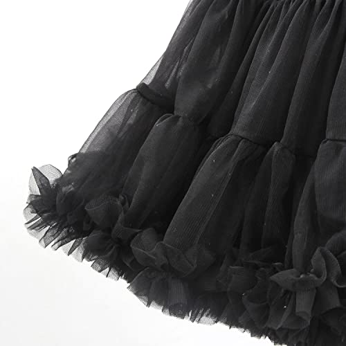 Discoball Girls Tutu Skirt Layered Ruffle Tulle Mini Ballet Skirt Princess Pettiskirt Ballet Dance Dress Daily Wear Costumes for 3-7 Years Girls Black
