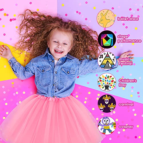 WLLHYF Tutu Skirt 3 Layered Tulle Star Ballet Dance Skirts Toddler Baby Dress Christmas Festive Dress Up Costume Birthday Princess Party Fancy Dress for Girls 2-7 Years (Pink)