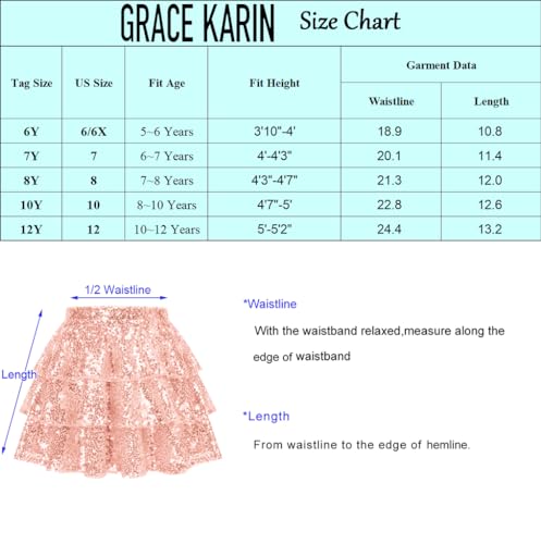GRACE KARIN Kids Skirt for Autumn Winter Girls Casual Daily Sequin Cake Skirt Sequin Blue 7-8 Years
