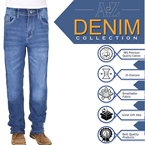 A2Z Kids Boys Relaxed Straight Fit Boot Cut Jeans for Teens Stretchy - Jeans JN63 Mid Blue 9-10