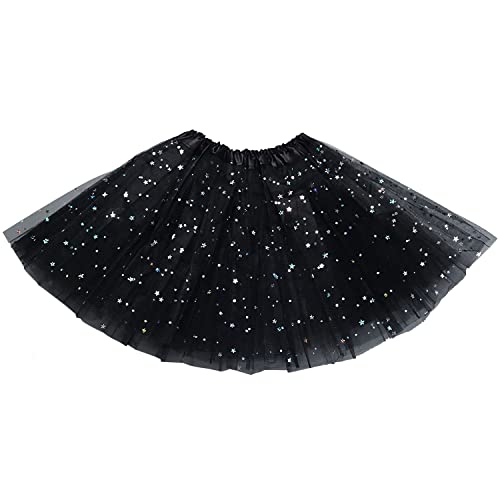 Thboxes Girls Tutu Skirt, 3 Layers Ballet Dance Tutu Skirts for Birthday Party Holiday Party Dress Up Costume for Girls 3-8 Years (Black)