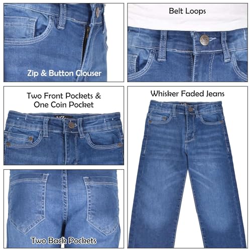 A2Z Kids Boys Relaxed Straight Fit Boot Cut Jeans for Teens Stretchy - Jeans JN63 Mid Blue 9-10