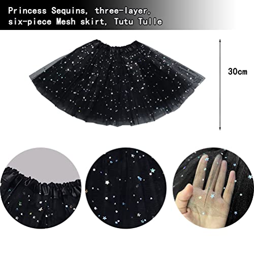 Thboxes Girls Tutu Skirt, 3 Layers Ballet Dance Tutu Skirts for Birthday Party Holiday Party Dress Up Costume for Girls 3-8 Years (Black)