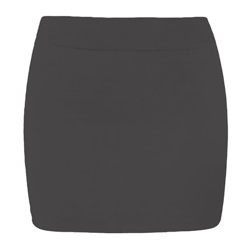 The Fancy Dress® Girls Mini Pencil Skirts Stretchy Elasticated Waist Plain Summer Short Skirt Children PE School Uniform Bodycon Skirt Age 11-12 Years, Charcoal