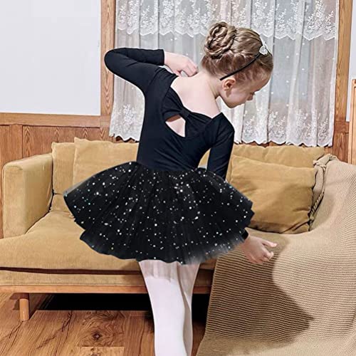Thboxes Girls Tutu Skirt, 3 Layers Ballet Dance Tutu Skirts for Birthday Party Holiday Party Dress Up Costume for Girls 3-8 Years (Black)