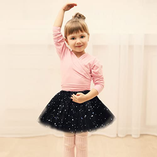 Thboxes Girls Tutu Skirt, 3 Layers Ballet Dance Tutu Skirts for Birthday Party Holiday Party Dress Up Costume for Girls 3-8 Years (Black)