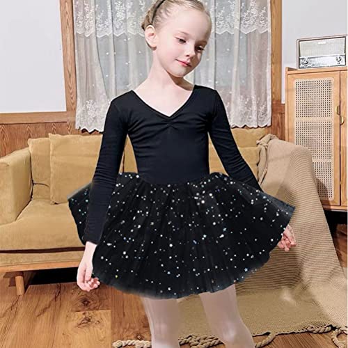 Thboxes Girls Tutu Skirt, 3 Layers Ballet Dance Tutu Skirts for Birthday Party Holiday Party Dress Up Costume for Girls 3-8 Years (Black)