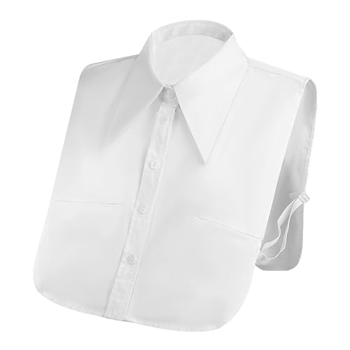 simarro Fake Collar Detachable Collar Blouse, Cotton Dickey Half Shirts Round False Collar Top Joker Shirt Decorative for Women Girls