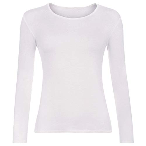 Candid Styles Childrens Kids Unisex Boys Girls Long Sleeve Plain T-Shirt Top Tee School PE, Age 9-10, White