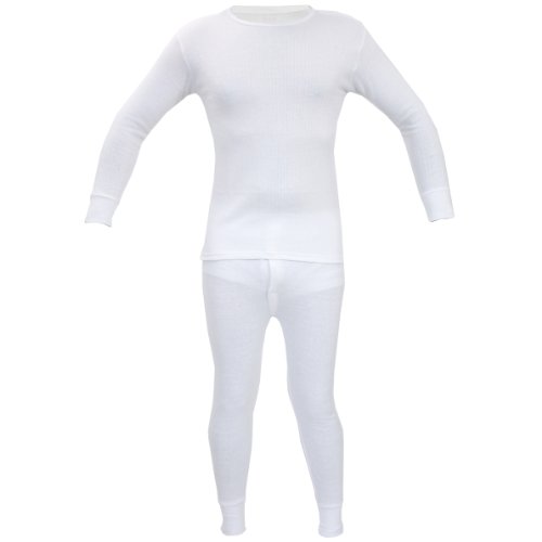 Kids Thermal Winter Warm Underwear Set Long John Bottom and Long Sleeve Top Size:Age 2-3 Years (Unisex Boy Girl Children) Colour:White