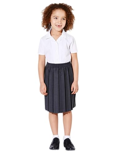 (Pack of 2) Girls School Blouse 3-18 Years Shirt Non Iron Revere Collar Open Collar Short Sleeve White