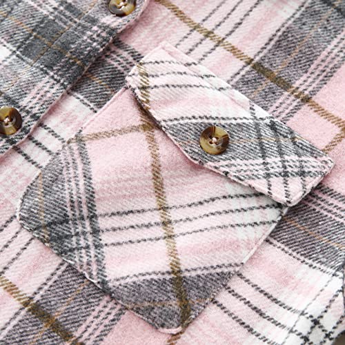 Qiraoxy Kids Toddler Boys Girls Plaid Jacket Long Sleeve Button Shirts Coats Blouse Jacket Cotton Warm Tops Jacket Fall Winter Clothes Outfits 2-8 Years