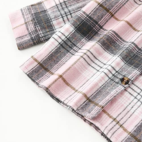 Qiraoxy Kids Toddler Boys Girls Plaid Jacket Long Sleeve Button Shirts Coats Blouse Jacket Cotton Warm Tops Jacket Fall Winter Clothes Outfits 2-8 Years