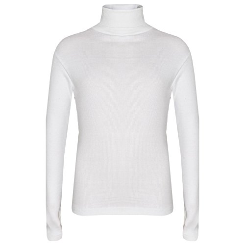 A2Z 4 Kids Girls T Shirt Top Thick Cotton Turtleneck Long Sleeves - Polo Neck 002 White 7-8