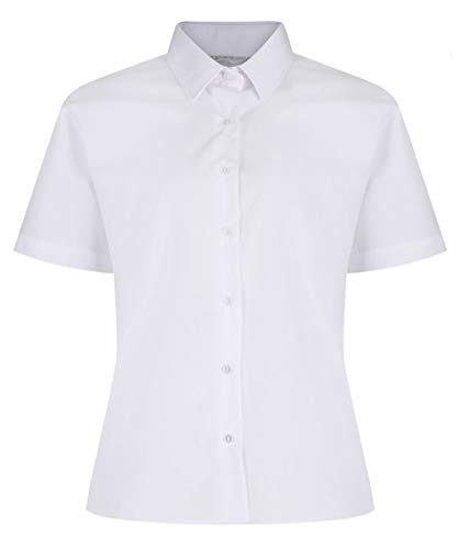 School Uniform 365 Trutex Girls Short Sleeve Non Iron Blouses - Twin Pack, White, 44"