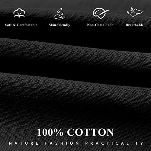 Yuson Girl Womens Blouse Shirt Ladies Summer Tops Elegant V-Neck Casual Short Sleeve Shirts Cotton Blouse T Shirts Classic Button Down Blouses Tops Black