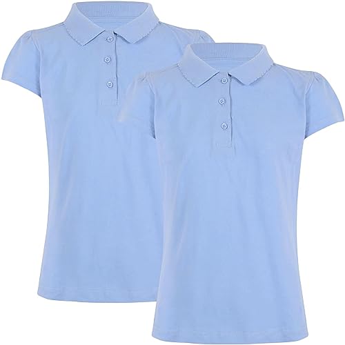 A2Z 4 Kids Girls Plain Shirts Summer Tank Top and Tees - Girls Polo Shirt Sky Blue 2 Pack 5-6