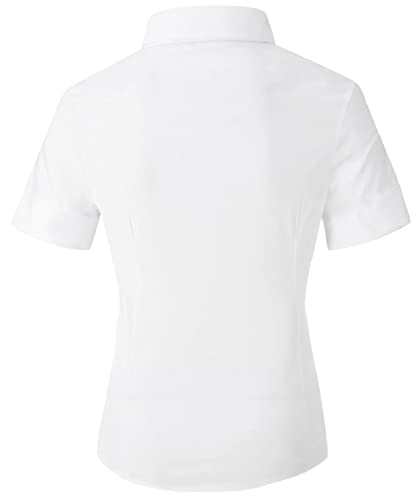 L S U Girls School Blouse School Uniform/Office Blouse,White, Short Sleeves Shirts Pack of 2 (40")