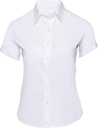 Invading Twin Pack Girls School Shirt - Short Sleeve Polycotton Blouse School Uniform Shirt Classic Collar Easy Care - 15-16 Years, White