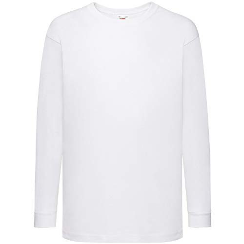 Fruit of the Loom Valueweight Children's Long-Sleeve T-Shirt Choice of Colours - White - One Size