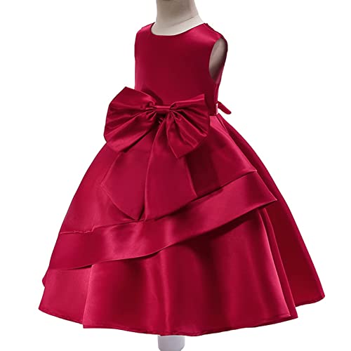 Cichic Flower Girl Dress Kids Party Dress for Bridesmaid Wedding Girls' Dresses Toddler Elegant Formal Girls Occasion Dresses Age 2-9 Years (3-4 Years,Red)