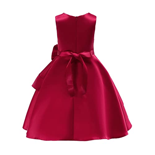 Cichic Flower Girl Dress Kids Party Dress for Bridesmaid Wedding Girls' Dresses Toddler Elegant Formal Girls Occasion Dresses Age 2-9 Years (3-4 Years,Red)