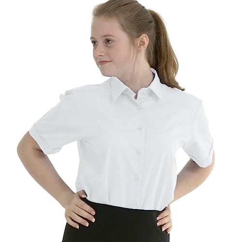 Non Iron Girls School Blouse Shirt Short Sleeve Easy Care Ages 3-18y