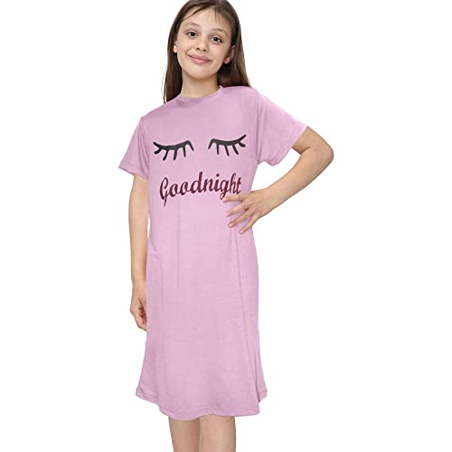 A2Z 4 Kids Girls Night Dress Nightgown Sleepwear Short Sleeve - Nightie 154 Baby Pink 7-8